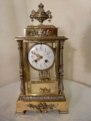 Superb 2 tone Four glass mantel clock