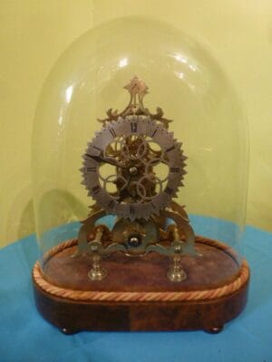 Fine small English fusee skeleton clock